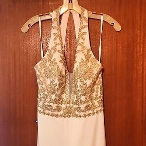 Creme Halter Formal w/ front Split